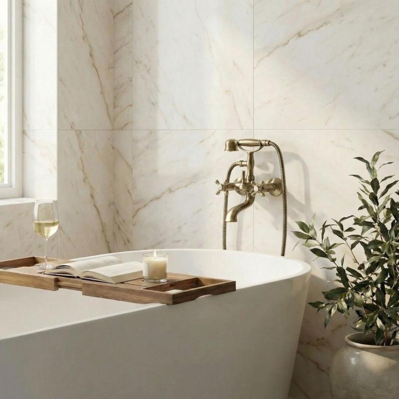 Aquanello Heritage Ascot Robinet clasic pentru cadă cu butoane în formă de stea, din bronz, inclusiv duș de mână BN-3002-HA