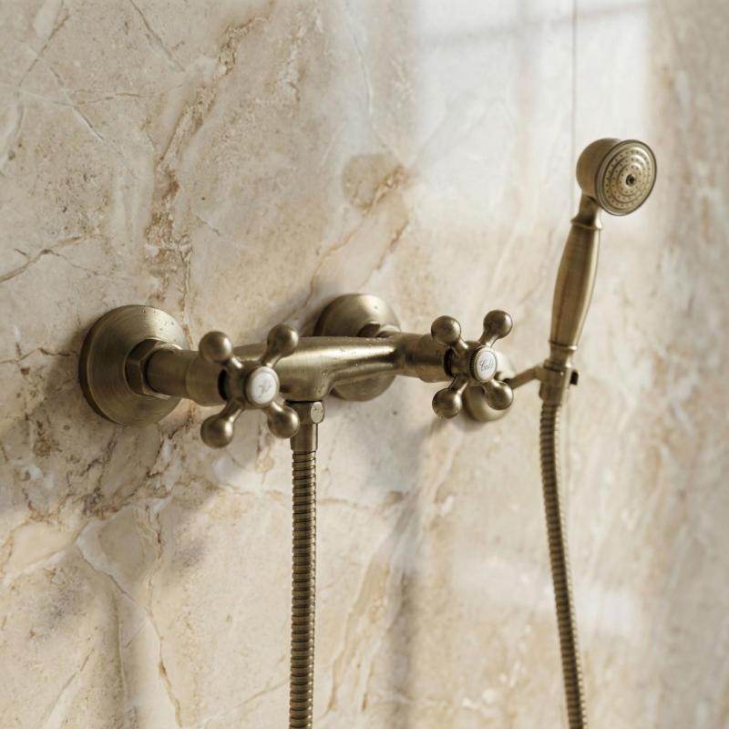 Aquanello Heritage Ascot Set clasic de robinete de duș cu butoane stelate din bronz, inclusiv duș de mână BN-2002-HA