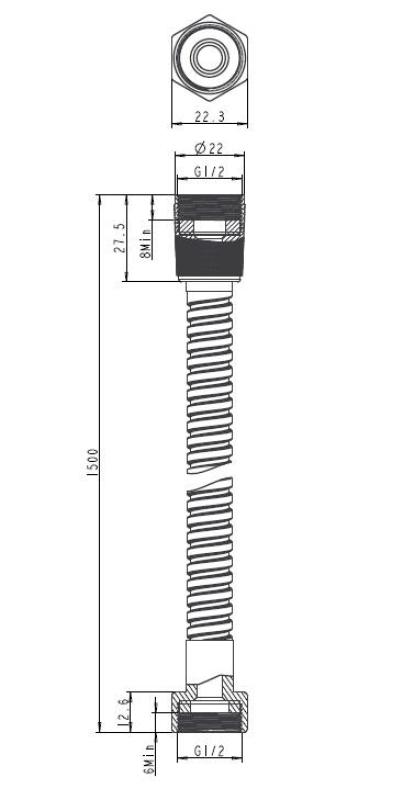 Aquanello Heritage Collection Furtun de duș  150 cm Crom CR-9002-HC