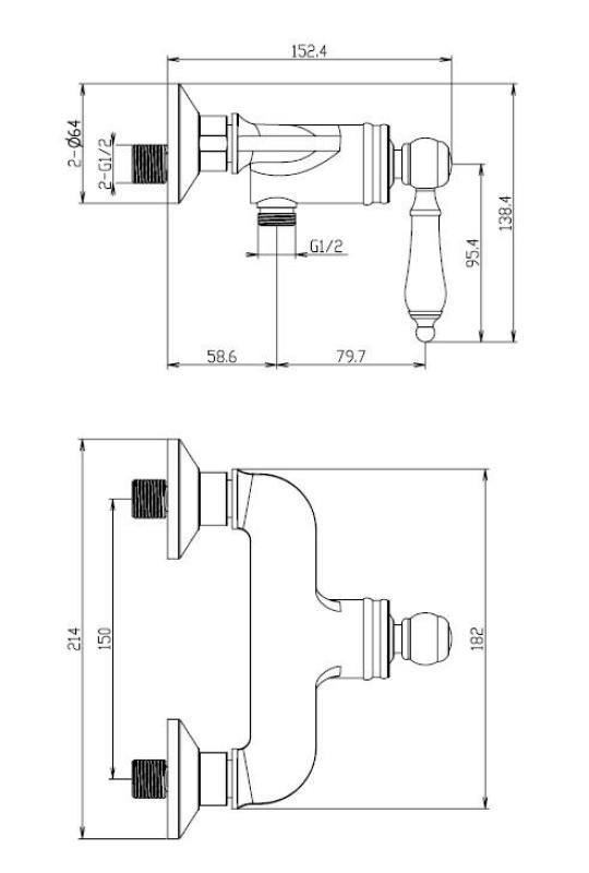 Aquanello Heritage Manor Baterie de duș clasică din oțel inoxidabil NB-2001-HM