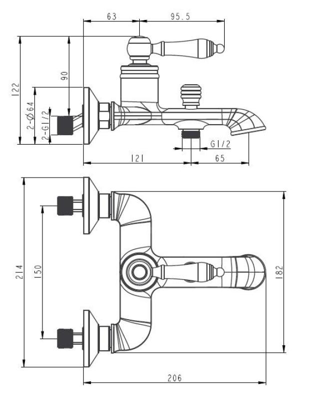 Aquanello Heritage Manor Baterie clasică pentru cadă Crom CR-3001-HM