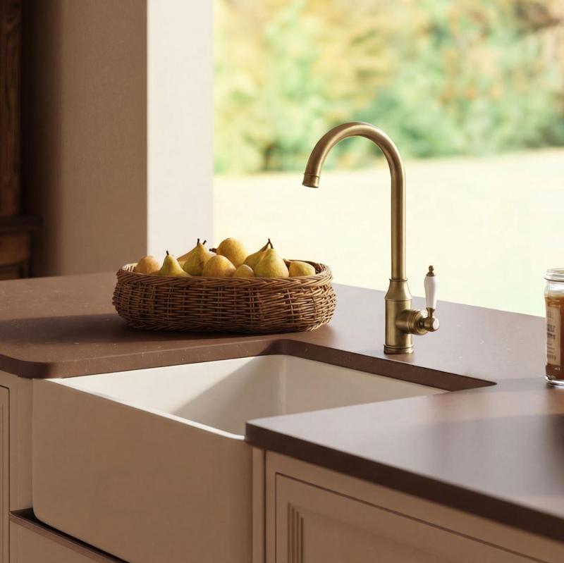 Aquanello Heritage Manor Baterie de bucătărie clasică, în stil nostalgic, din bronz BN-9001-HM