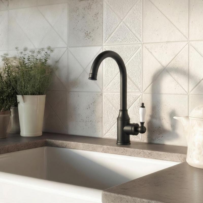 Aquanello Heritage Manor Baterie de bucătărie clasică, în stil nostalgic, negru BL-9001-HM