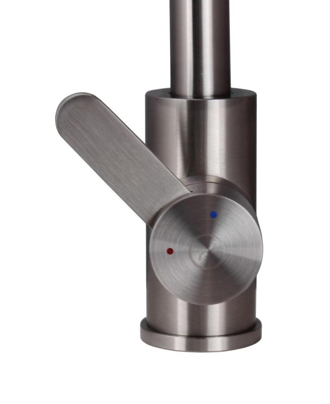 Aquanello Forma Robinet de bucătărie cu un singur mâner din oțel inoxidabil masiv, cu ieșire rotundă SS-1002-FM