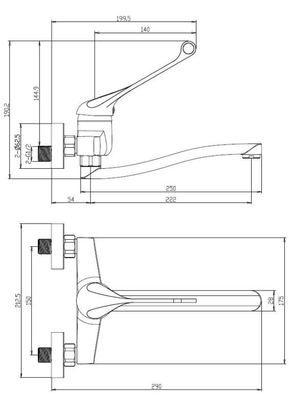 Aquanello Medic Robinet de bucătărie cu mâner lung, negru BL-1005-MD