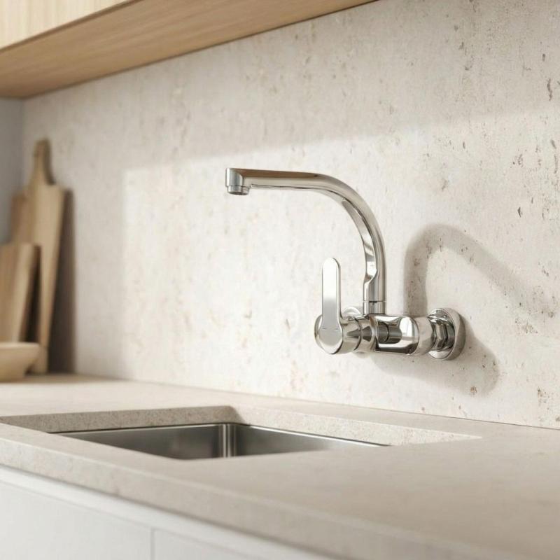 Aquanello Casa Robinet de bucătărie cu ieșire superioară Crom CR-1003-CS