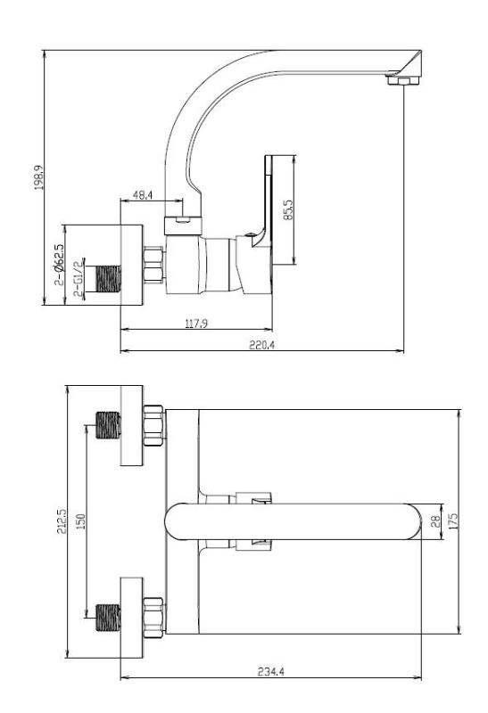 Aquanello Casa Robinet de bucătărie cu ieșire superioară Negru BL-1003-CS