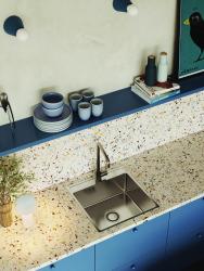 Aquadesign Plana Chiuvetă din oțel inoxidabil 48x49 cm cu orificiu pentru robinet, inclusiv sifon și dop de scurgere Clickclack 1208972559