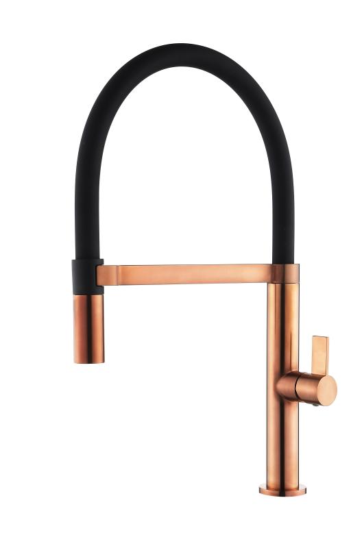 Ausmann Mosel Set combinat chiuvetă PVD cupru 50x40 cm cu robinet de bucătărie, dozator de săpun și covoraș rulant 1208972563