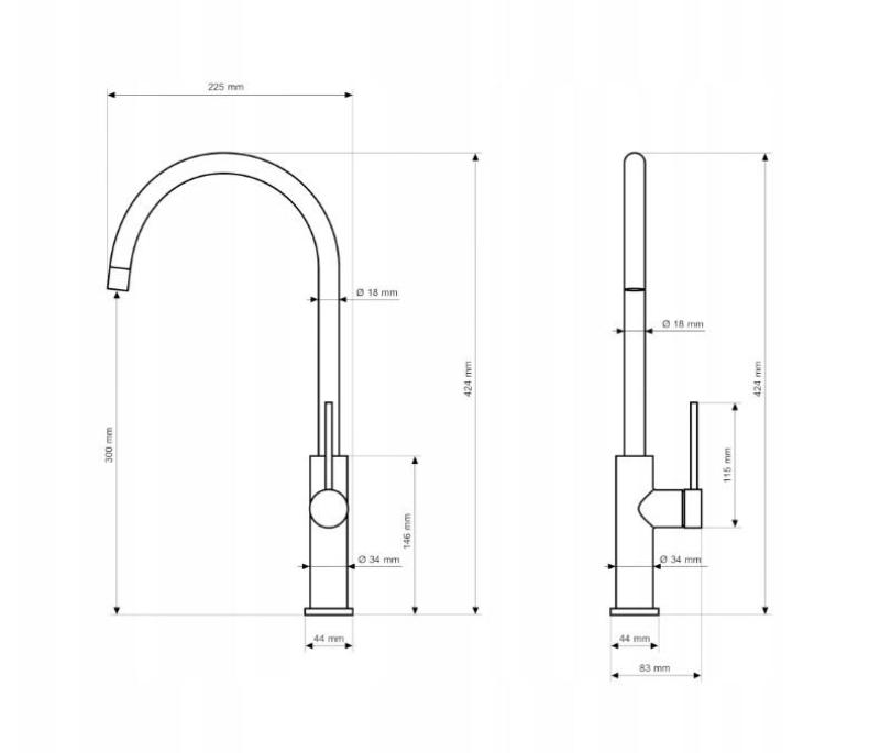 Graniteland Vira Slim Baterie de bucătărie auriu mat cu gura de scurgere pivotantă 1208972623