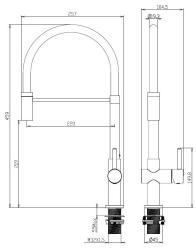 Aquanello Gastro Baterie de bucătărie cu gura de scurgere flexibilă, negru BL-4400-GT