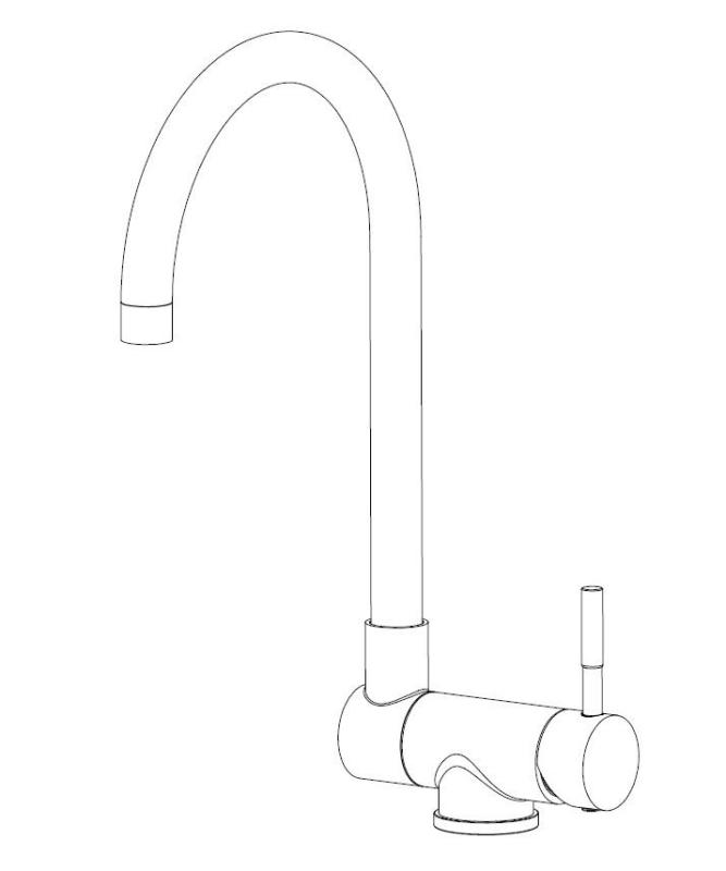 Aquanello Forma Robinet de bucătărie din oțel inoxidabil masiv, cu braț rabatabil, pentru fereastră, model SS-1012-FM