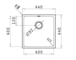 PM Lydia Chiuvetă din oțel inoxidabil 40x40 cm, pentru montare sub blat, încastrare la nivel și montare la suprafață 1208972639
