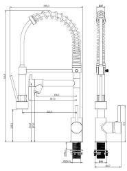 Aquanello Gastro Robinet de bucătărie cu funcție de pulverizare profesională, cromat CR-4402-GT