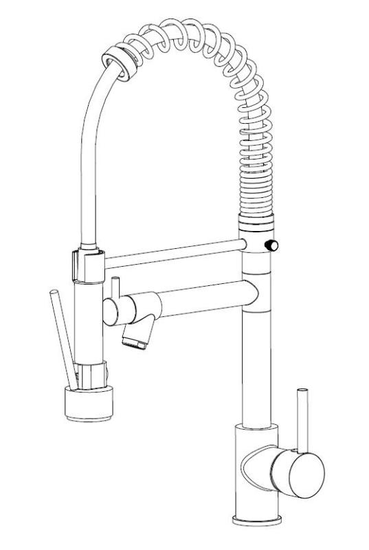 Aquanello Gastro Robinet de bucătărie cu funcție de pulverizare profesională, cromat CR-4402-GT