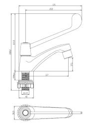 Aquanello Medic Robinet de apă rece cu manetă lungă, cromat CR-1101-MD