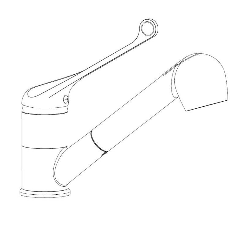 Aquanello Medic Baterie de bucătărie cu manetă lungă și gura de scurgere extensibilă, crom CR-1006-MD