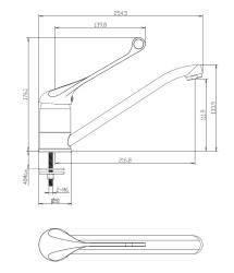 Aquanello Medic Baterie de bucătărie cu manetă lungă  Crom CR-1007-MD