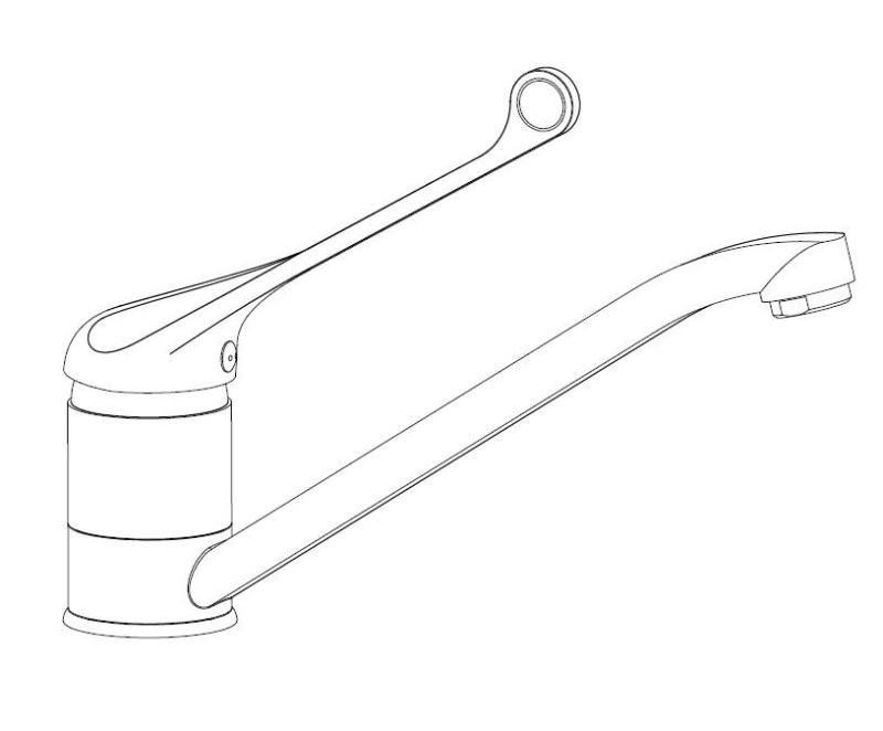 Aquanello Medic Baterie de bucătărie cu manetă lungă  Crom CR-1007-MD