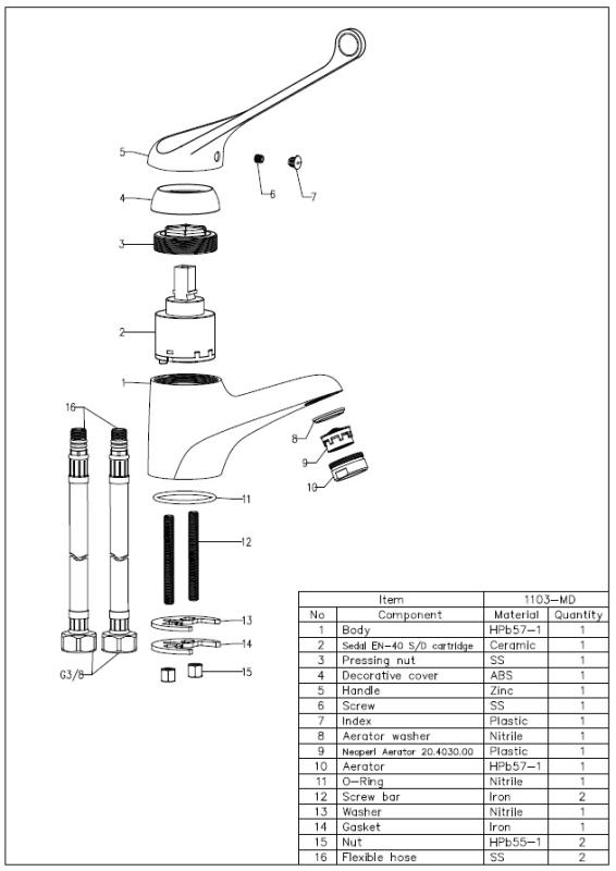 Aquanello Medic Baterie pentru chiuvetă cu manetă extra lungă, cromată CR-1103-MD