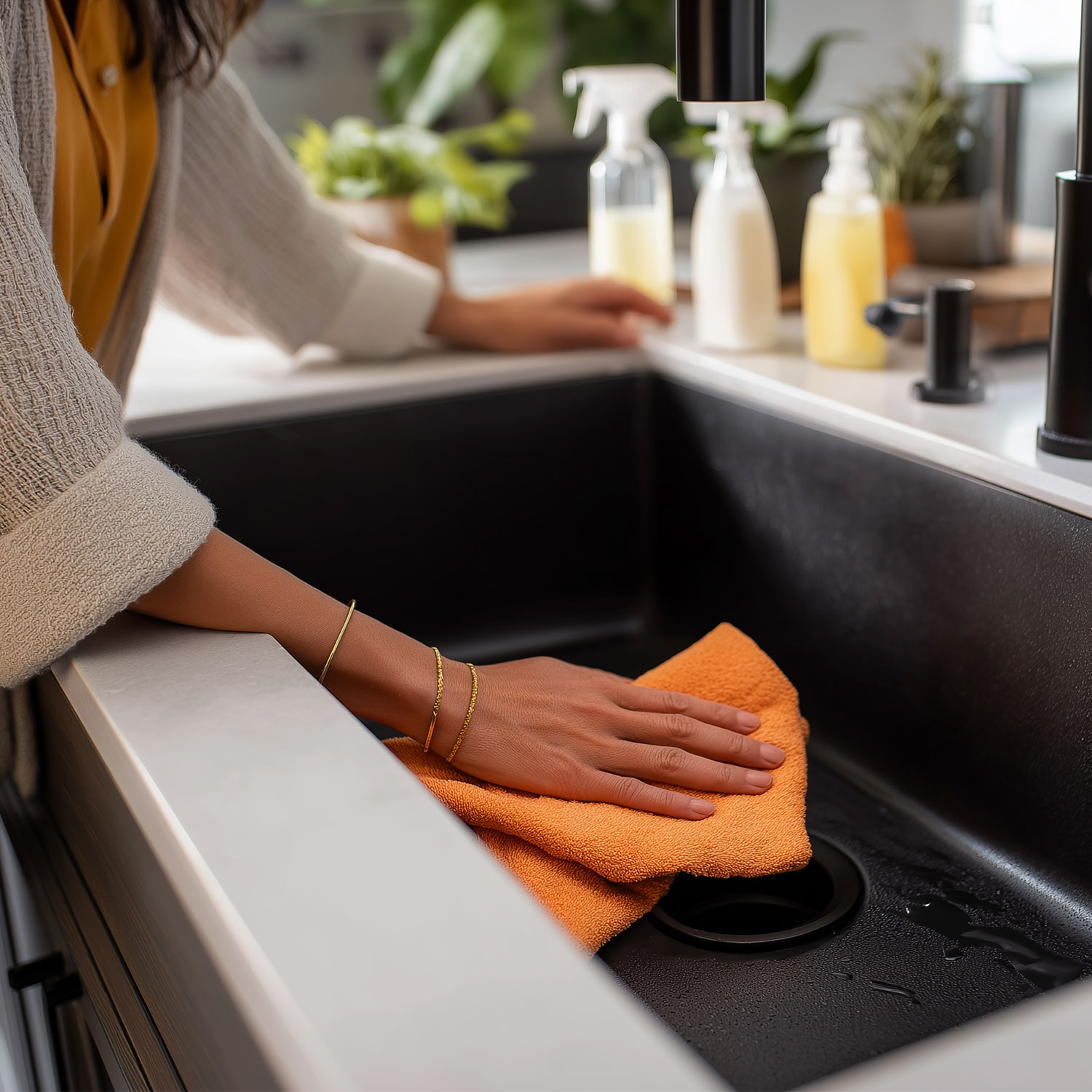 Cum se curăță o chiuvetă neagră?